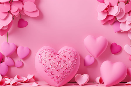 Valentine's day background with pink hearts. 3d renderingの素材