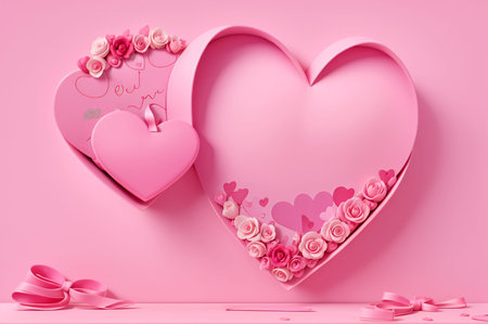 Valentine's day background with pink heart. 3d renderingの素材