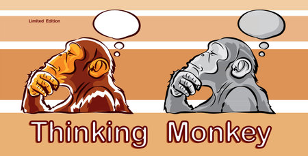 monkey was thinking action for design and graphicのイラスト素材