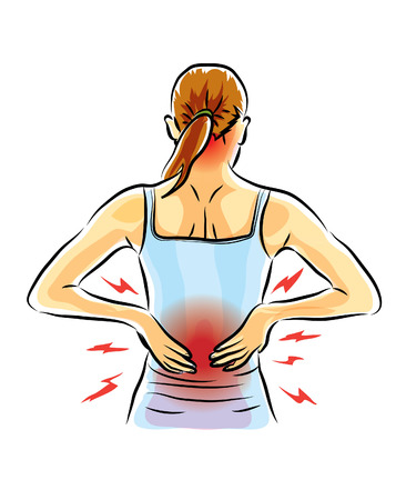 hurt back,pain,womanのイラスト素材
