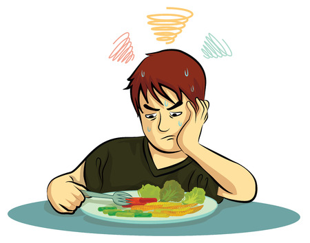 boy no eat vagetablesのイラスト素材