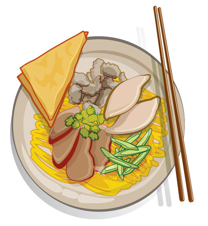 noodle draw in cartoon style vectorのイラスト素材