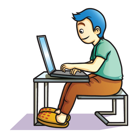 human play computer cartoonのイラスト素材