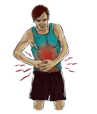 man was stomach acheのイラスト素材