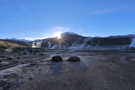 The El Tatio geysers in the Atacama Desert in Chileの写真素材