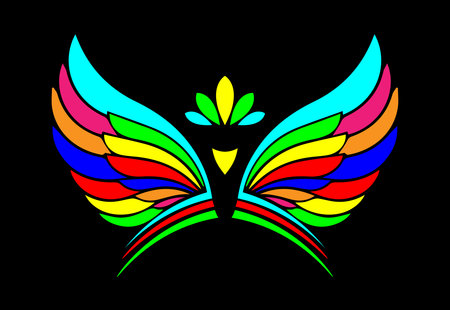 colorful wings logo template with crown vector