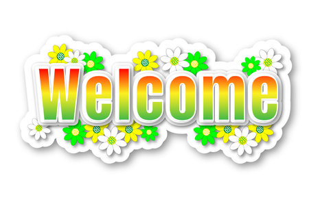 welcome 3D text effect flower ornamentのイラスト素材