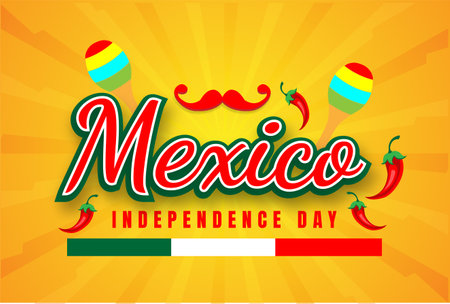 Mexican independence day poster design with chili ornamentのイラスト素材