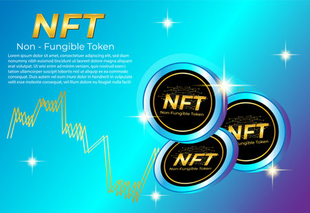 Non fungible token NFT cryptocurrency trading poster designのイラスト素材