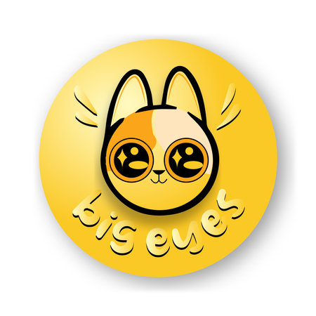 Big Eyes (BIG) crypto currency gold coin logo and symbolのイラスト素材