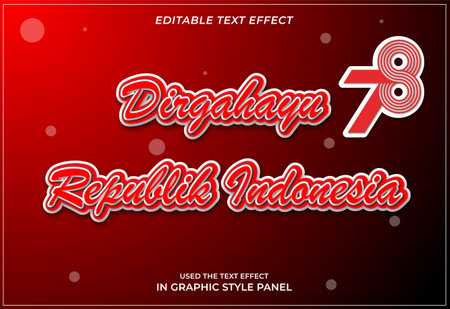 Indonesia Independence Day 2023 text effect with 78th anniversary logo and symbolのイラスト素材