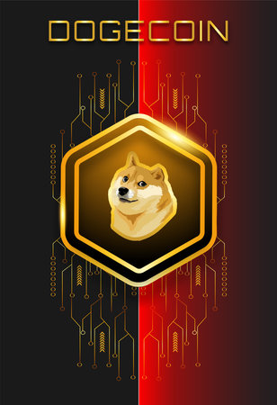 Dogecoin cryptocurrecy poster templateのイラスト素材