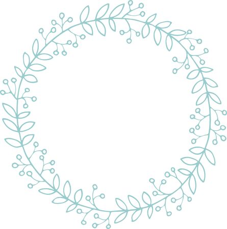 wreath of leaves and berries for frame and decorのイラスト素材