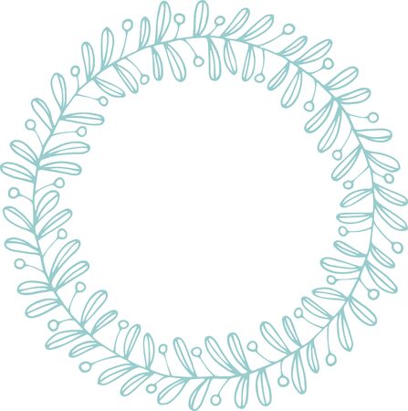 wreath of leaves and berries for frame and decorのイラスト素材