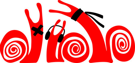 Hand drawn three snails, Mizaru, Kikazaru, Iwazaru. Vector illustration.のイラスト素材