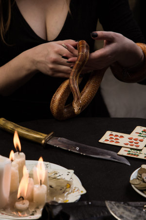 The fortune teller performs a ritual of loveの写真素材