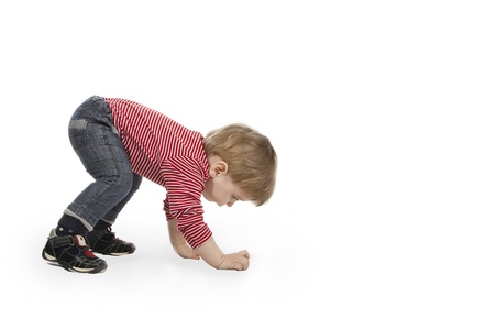 Image of baby crawling on a whiteの写真素材