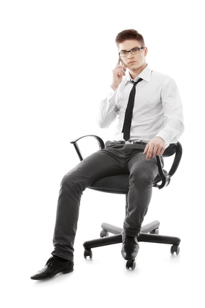 Image of a young man talking cellphoneの写真素材