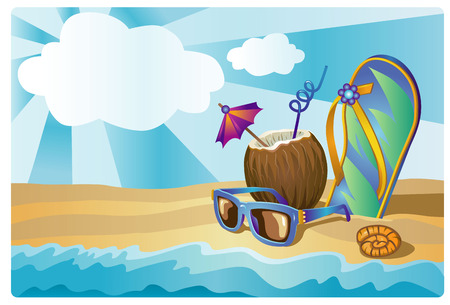 Vector illustration of a  rest on seaのイラスト素材