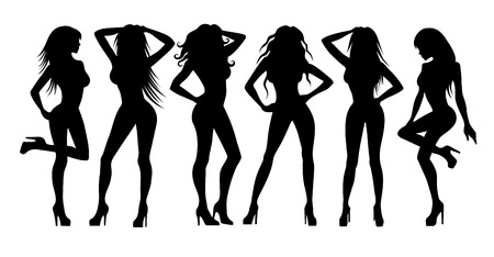 Vector illustration of a girls silhouettes on whiteのイラスト素材