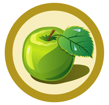Vector illustration of a green apple  in the circleのイラスト素材