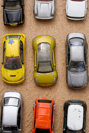 Nine cars place in a rows and columns
