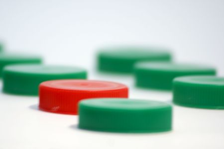 red lid highlightedの写真素材