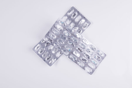 Old and used pills blisters packaging, empty ,health care and medicines concept. Pharmaceutical...