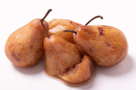 Overripe brown pears isolated on white backgroundの写真素材