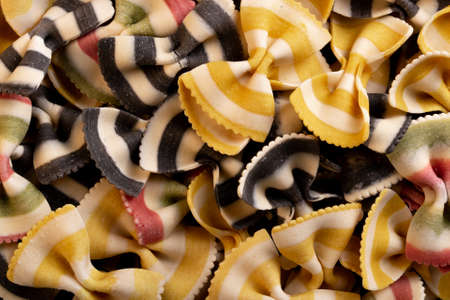 Various raw pasta and spagetti Traditional Italian cuisine. Top view.の写真素材