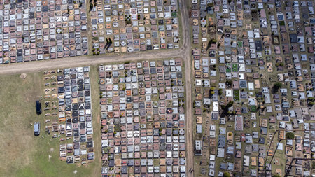 New and modern Cemetery in one European country arial view