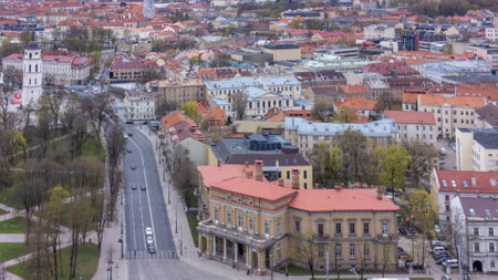 Arial , Birds Eye View Of The City Of Vilnius drone photographyの写真素材