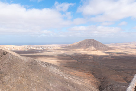 Desert landscape with mountains terraine. Caldera of an ancient volcano.の写真素材