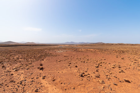 Desert landscape with mountains terraine. Caldera of an ancient volcano.の写真素材