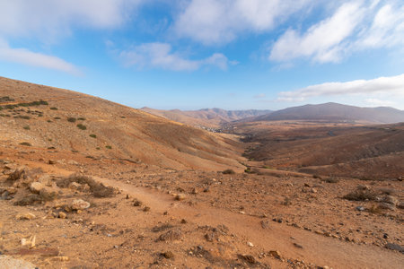Desert landscape with mountains terraine. Caldera of an ancient volcano.の写真素材