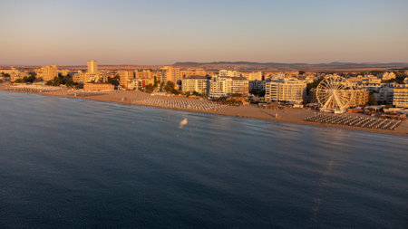 Drone image city of Sunny Beach in Bulgaria.の写真素材