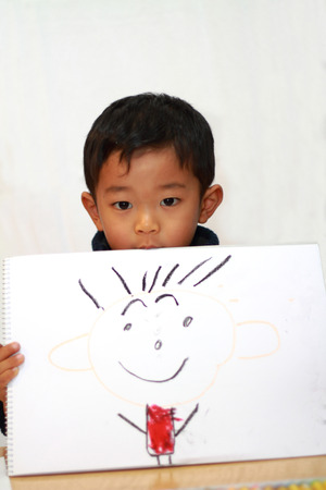 Japanese boy with fatherの写真素材
