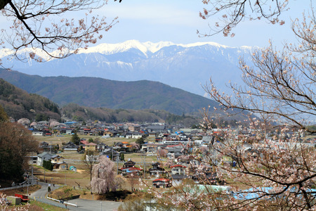 Cherry blossoms in Takato, Nagano, Japanのeditorial素材