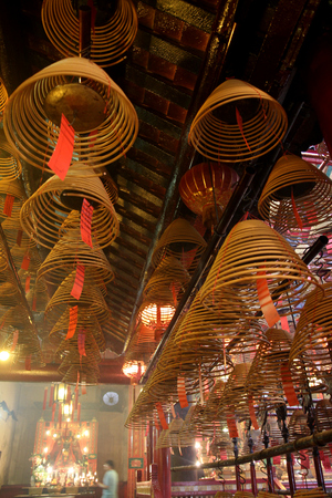 Spiral incense stick at Man Mo Temple in Hong Kongのeditorial素材