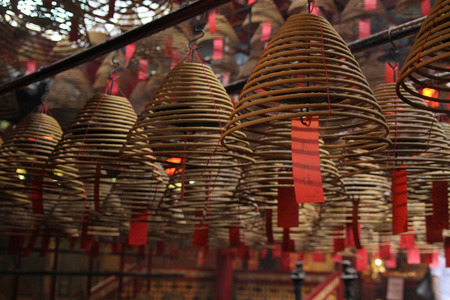 Spiral incense stick at Man Mo Temple in Hong Kongのeditorial素材