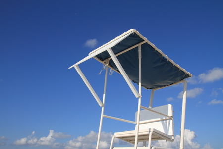 Lifeguard tower at Tropical beach in Okinawaの写真素材
