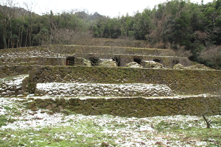 Shimizudani refinery ruins in Iwami ginzan silver mineの写真素材
