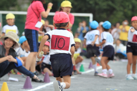 Sports festival at Japanese kindergartenのeditorial素材