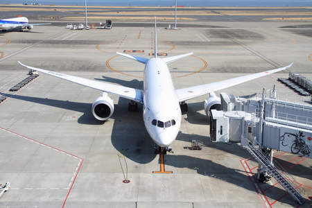 Airplane parking at Tokyo international airportのeditorial素材