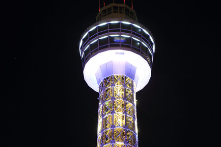 Yokohama marine tower in Kanagawa, Japan (night scene)