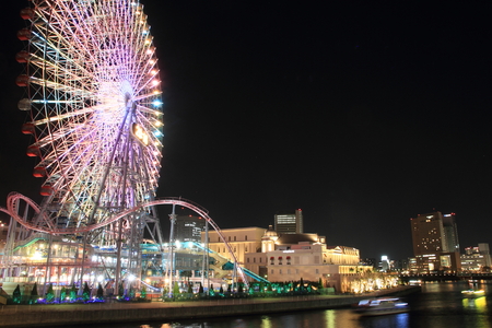 Yokohama cosmo world in Kanagawa, Japan (night scene)のeditorial素材