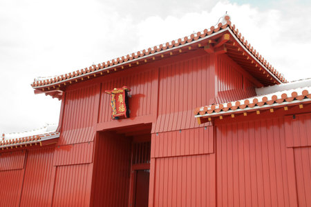 Kofukumon at Shuri Castle, Naha, Okinawa, Japanのeditorial素材