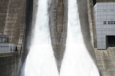 discharge from Miyagase dam in Tanzawa, Kanagawa, Japanの写真素材