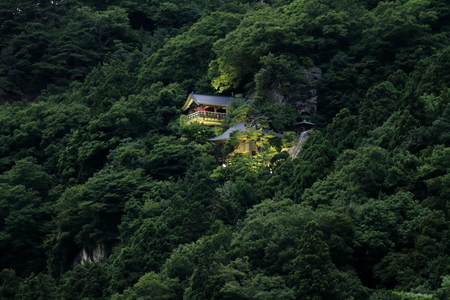 Godai hall and founder's hall of Risshaku ji (Yamadera) in Yamagata, Japan (night scene)のeditorial素材