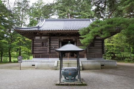 founder's hall of Motsu temple in Hiraizumi, Iwate, Japanのeditorial素材
